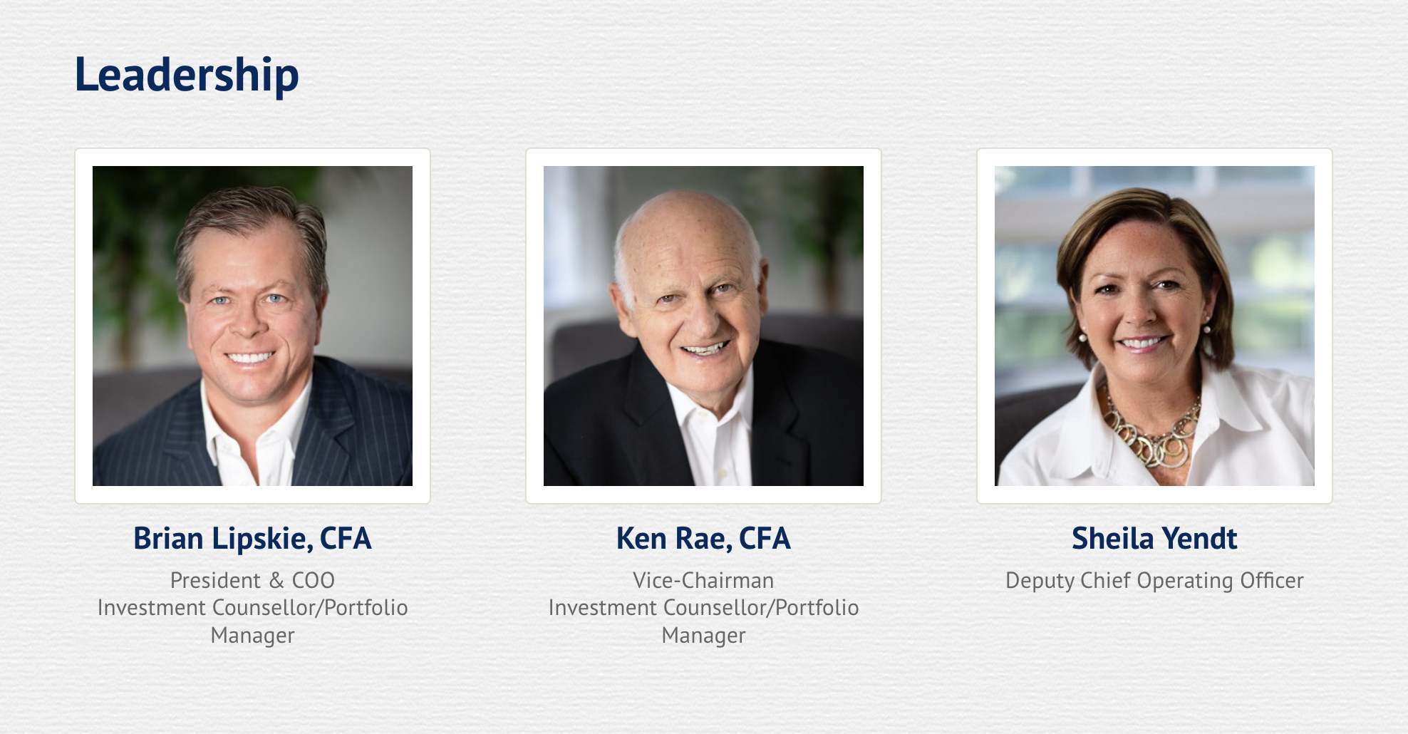 A screenshot of the Waterloo RaeLipskie Team headshots from their website.